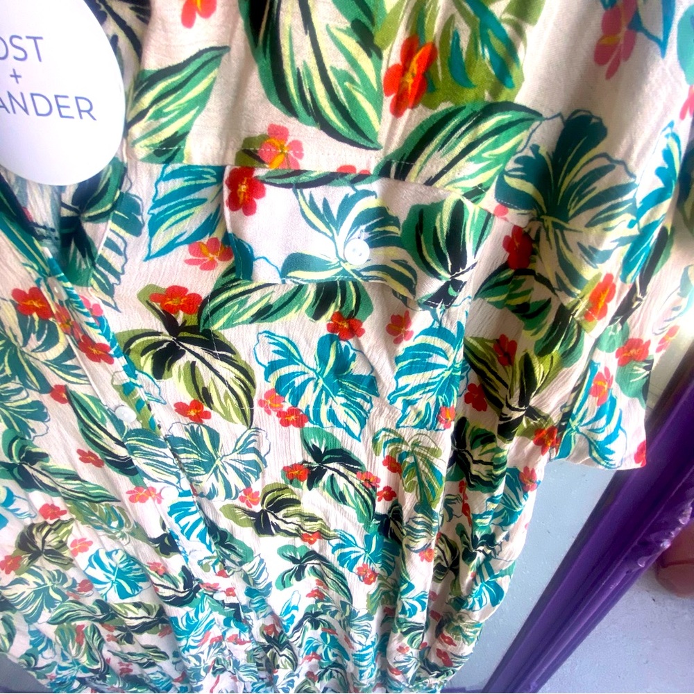 LOST + WANDER l The Seascape Button Up Beach Cover Up Summer Tropical New M/L